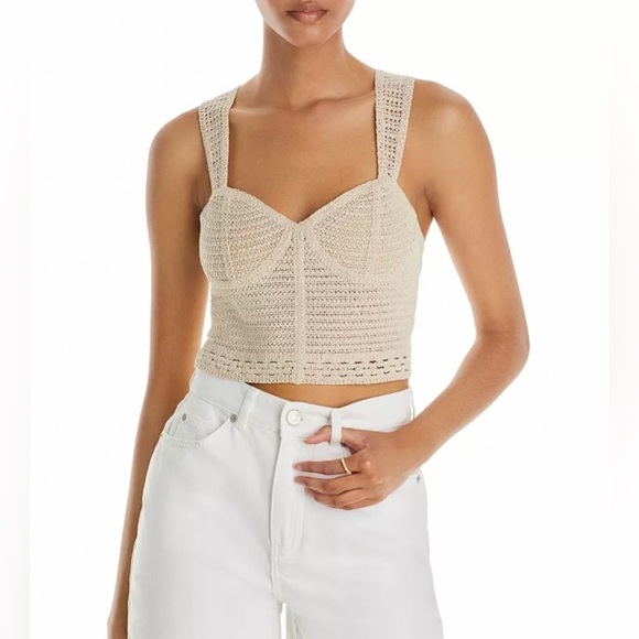 Aqua Tops - NEW w/TAGS AQUA Summer Escape Cream Cotton Crochet Bustier Crop Top Size Medium